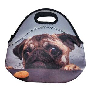 Pretty Pug Insulated Lunch Bag Handbag Neoprene Dog Zipper Handle Reusable